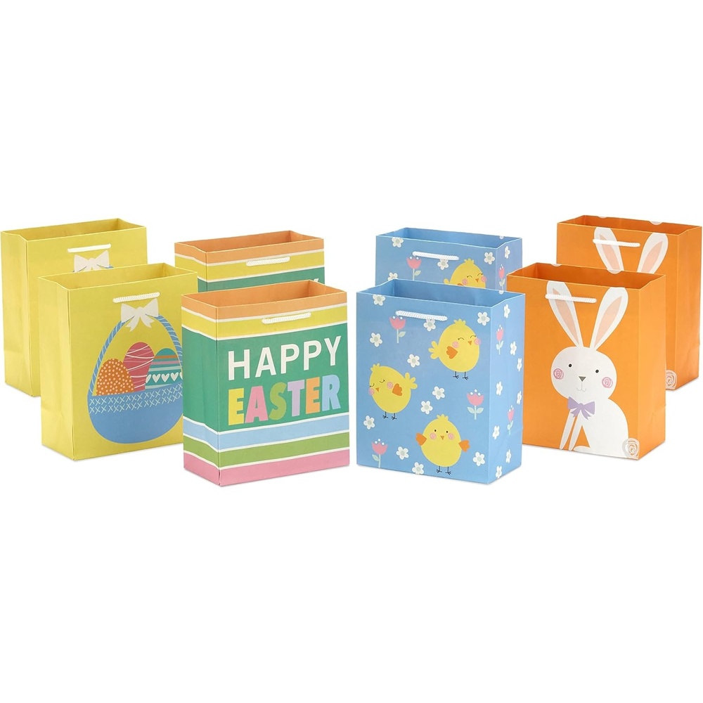 image:imageHallmark 6 Small Easter Gift Bag Bundle 8 Bags Easter Basket Easter Bunny Chicks Happy Easter for Kids Party Favors Gift Cards1 count Pack of 8