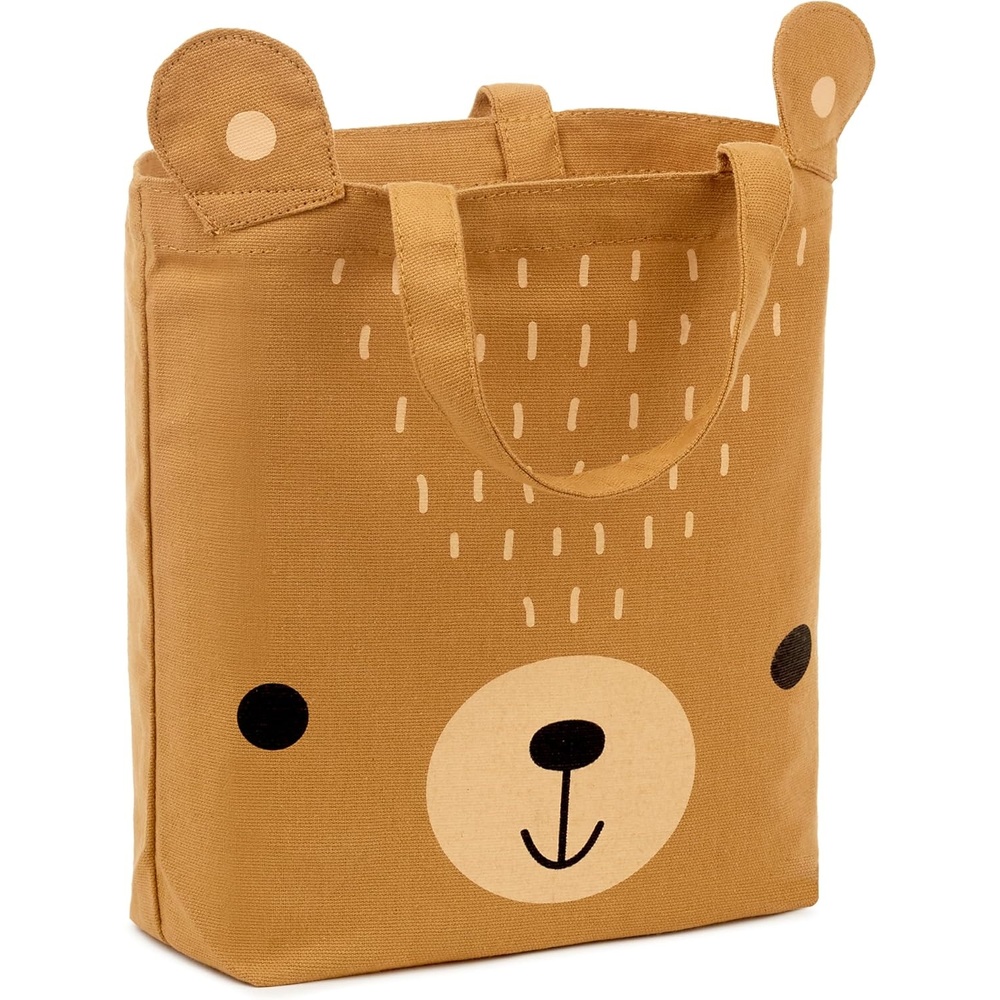 image:imageHallmark 9 Canvas Tote Bag Teddy Bear Face Reusable Gift Bag for Baby Showers Birthdays KidsTeddy Bear Face