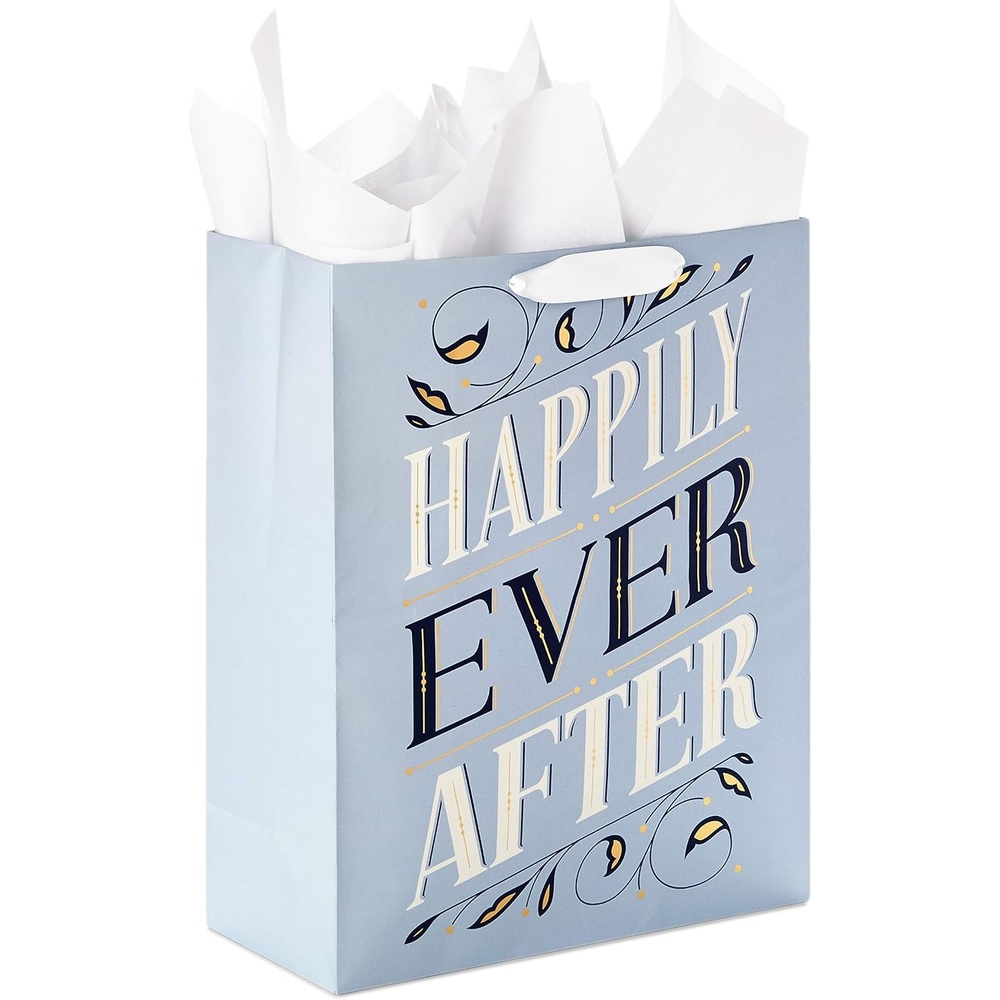 image:imageHallmark 9 Medium Gift Bag with Tissue Paper Love Pink and Gold Heart for Valentines Day Weddings Engagements Bridal ShowersHappily Ever After