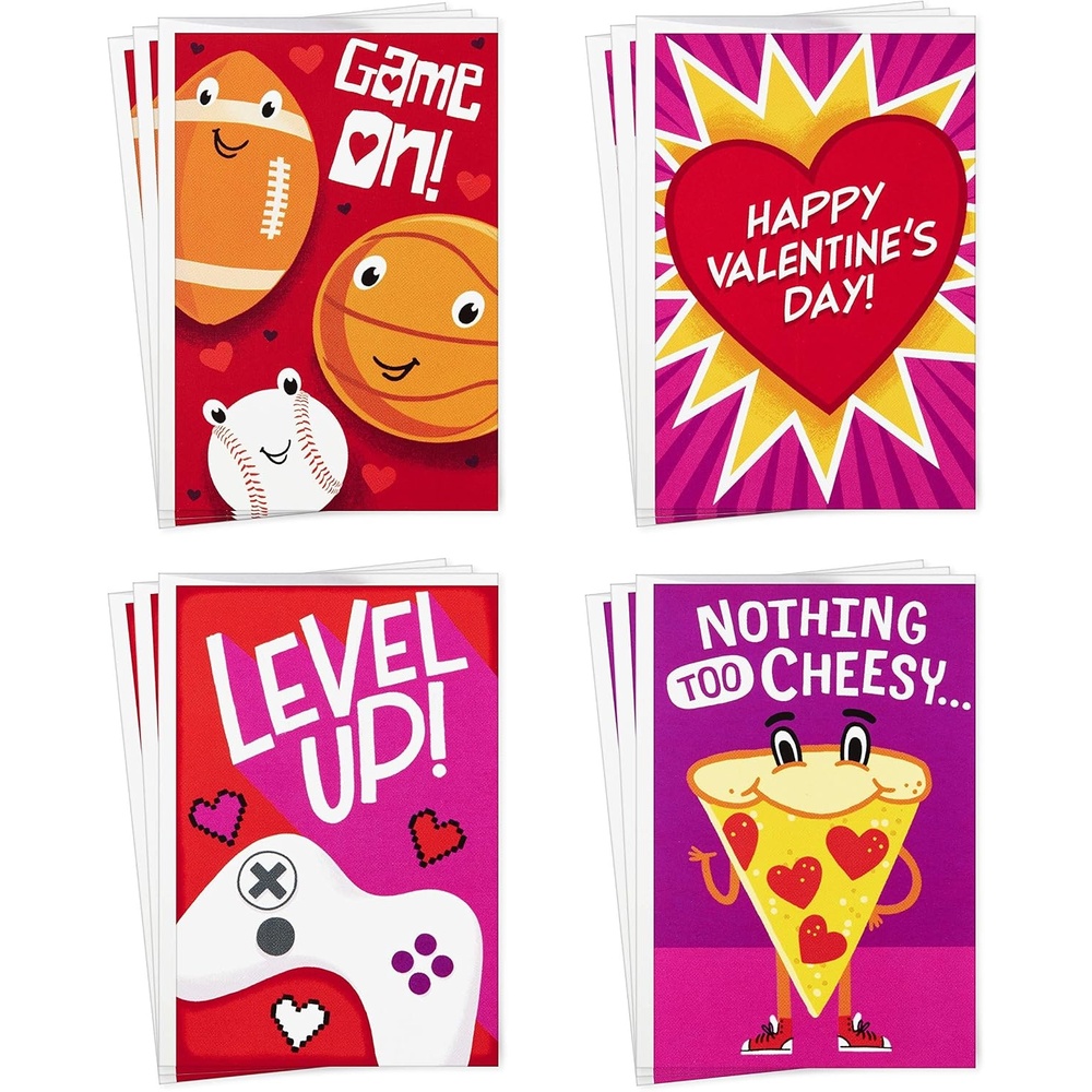 image:imageHallmark Assorted Valentines Day Cards for Kids 12 Cards with Envelopes Unicorns Bears LlamasFun Games  4 Designs  3 Cards each with Envelopes