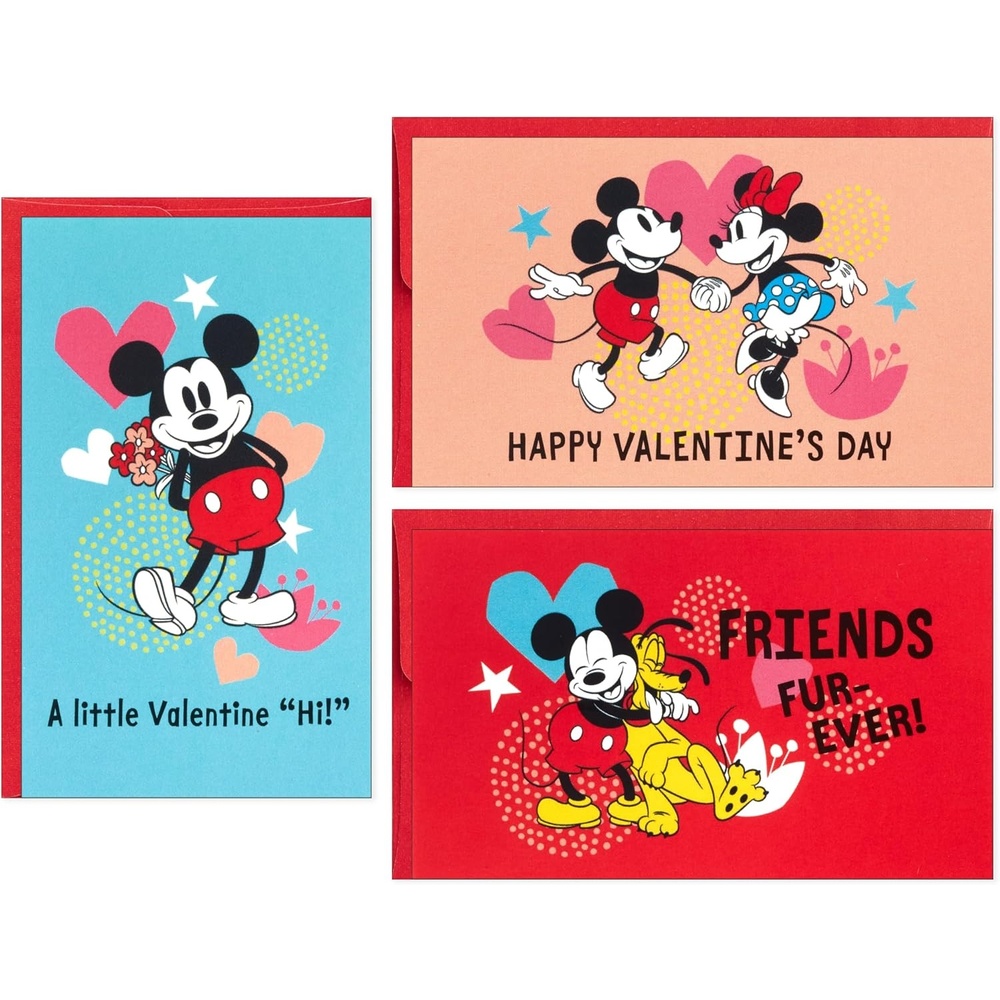 image:imageHallmark Disney Mickey and Friends Mini Valentines Day Cards for Kids School 18 Classroom Valentines with EnvelopesMickey and Minnie Folded Mini Valentines