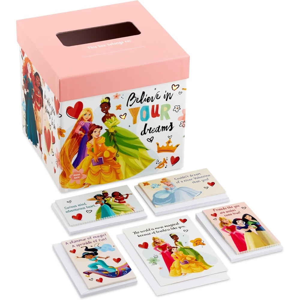 image:imageHallmark Disney Princess Valentines Day Cards for Kids School Classroom Exchange and Mailbox with Light and Sound