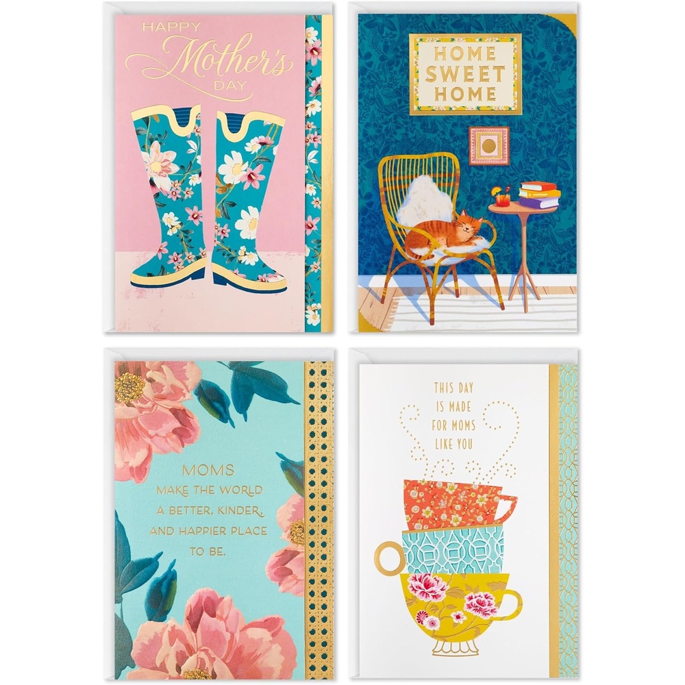 image:imageHallmark Easter Cards Assortment 5 Cards with Envelopes Dog Cat Llama Lambs BunnyTeal