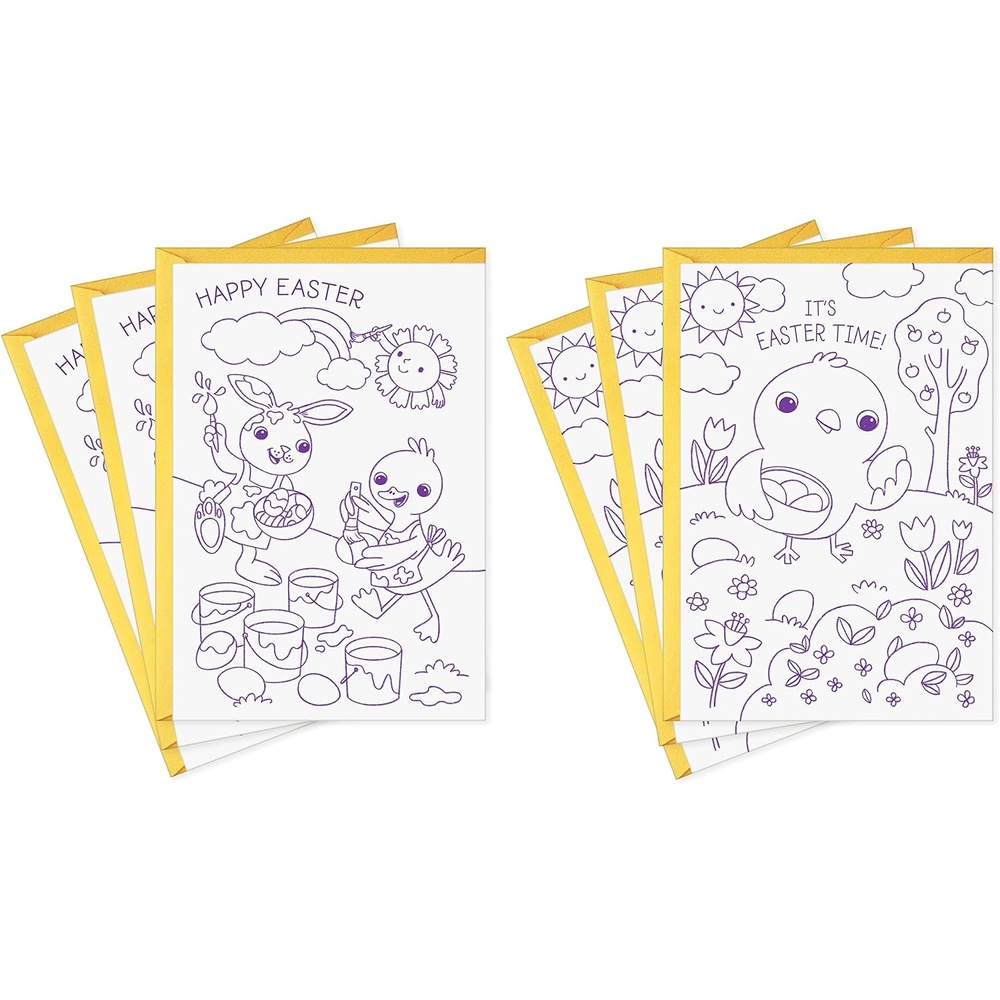 image:imageHallmark Easter Cards Assortment for Kids 6 Coloring Cards with Envelopes Chick Bunny Duck6 Coloring Cards with Envelopes