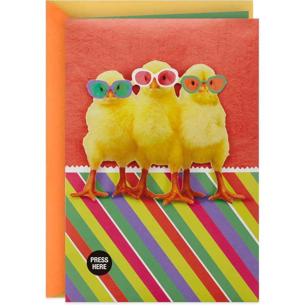 image:imageHallmark Funny Musical Easter Card for Kids Chicks in Sunglasses Plays The Chicken DanceEaster  Dancing Musical Chicks