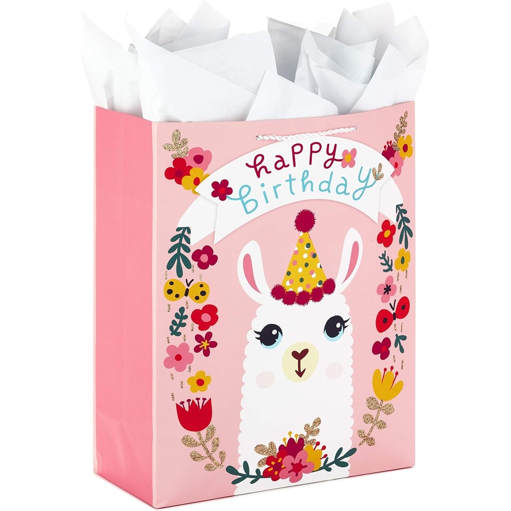 image:imageHallmark Gabbys Dollhouse 15 Extra Large Birthday Gift Bag with Tissue Paper Blue and Pink Rainbow for Kids Grandchildren FriendsLlama