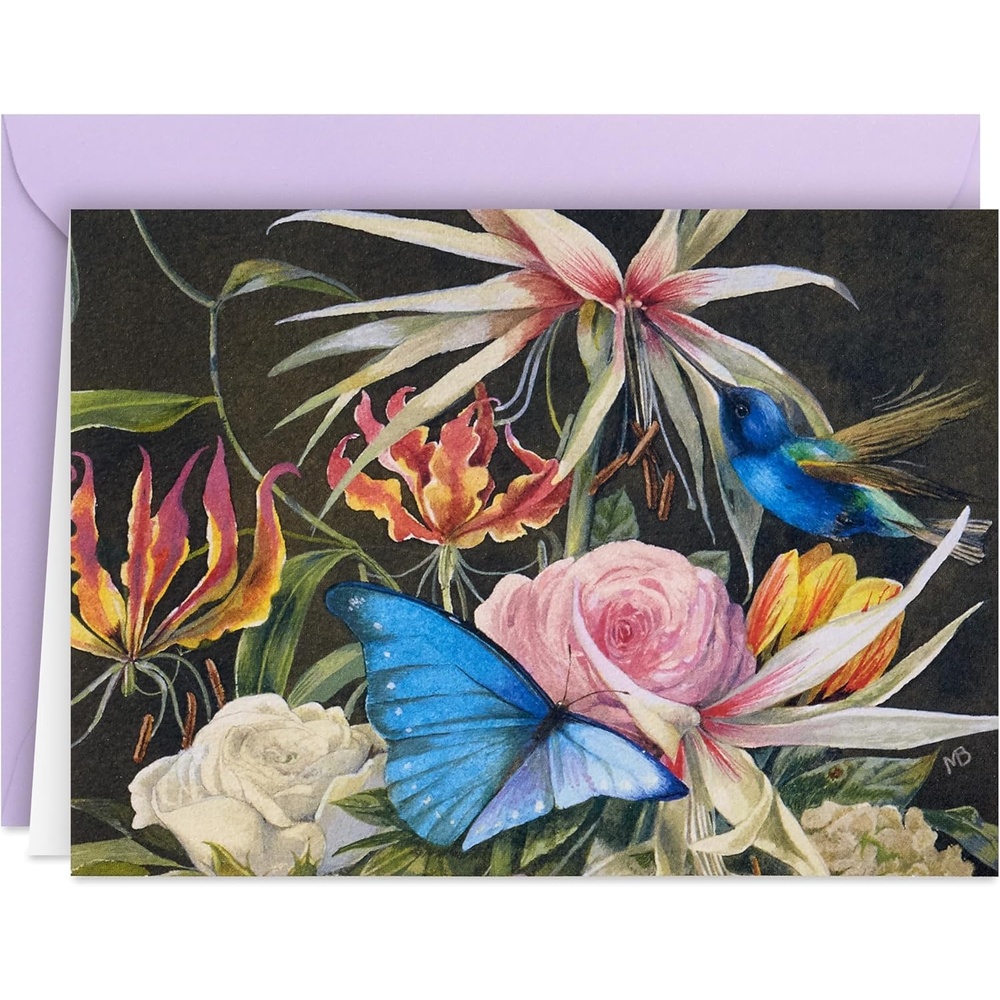 image:imageHallmark Marjolein Bastin Note Cards with Sticker Seals for Mothers Day 10 Blank Cards with Envelopes 10 Sticker Seals Flowers Hummingbird and Butterfly