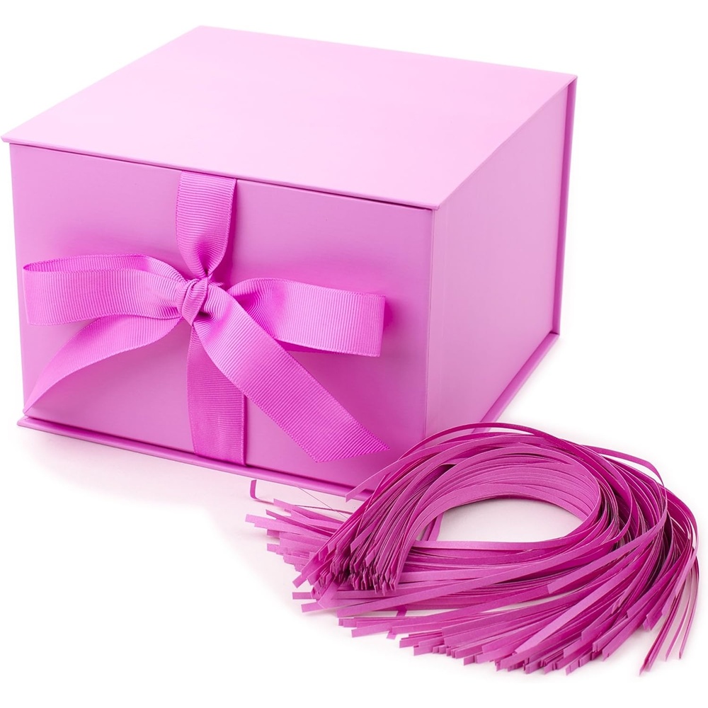 image:imageHallmark Medium Gift Box with Lid and Shredded Paper Fill Light Pink 7 inch Box for Anniversaries Bridal Showers Bachelorette Bridesmaids Gifts Valentines Day All OccasionPink