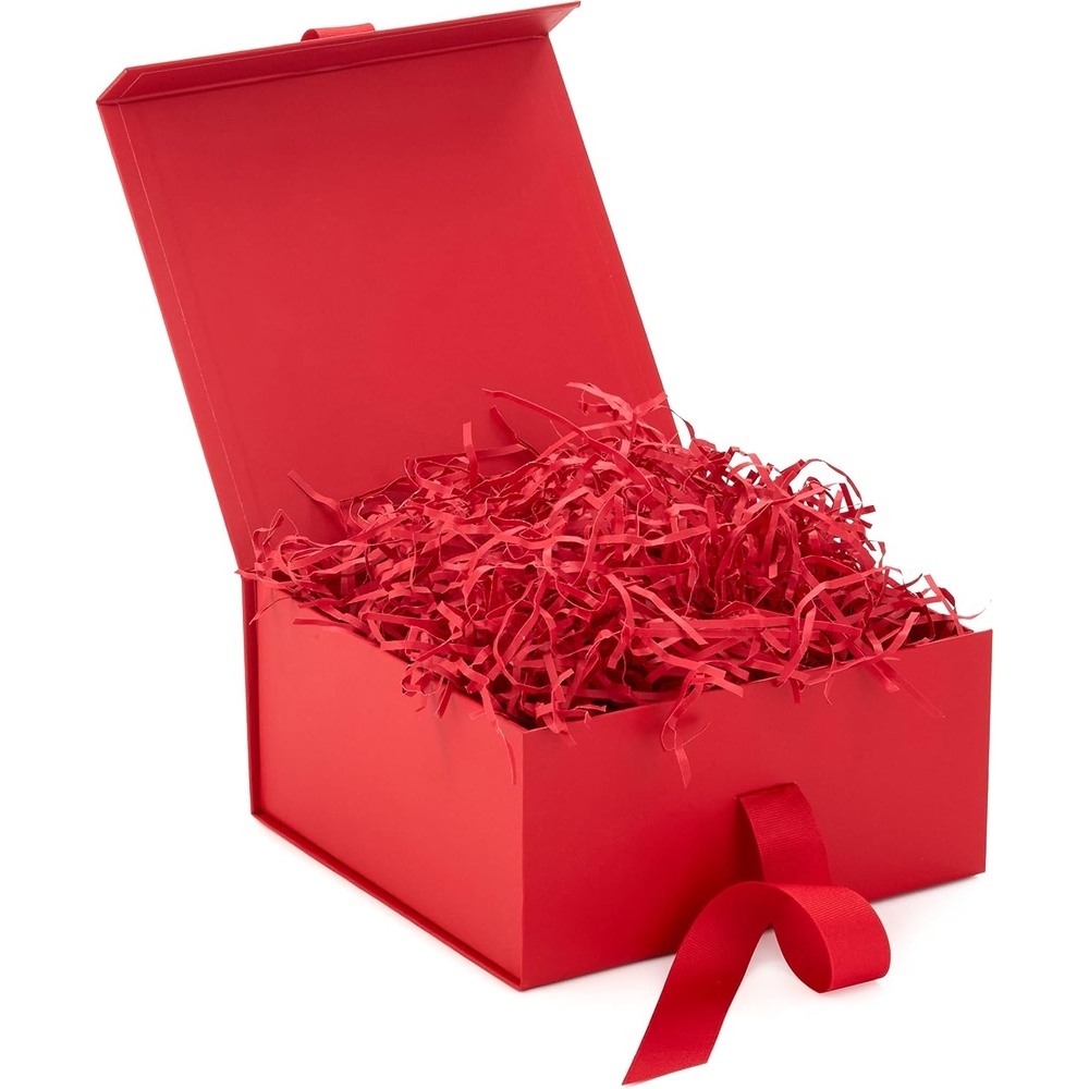 image:imageHallmark Medium Gift Boxes with Bow and Shredded Paper Fill Pack of 2 Antique White 8 inch Box for Weddings Bridal Showers Graduations Birthdays Bridesmaids Gifts All OccasionRed