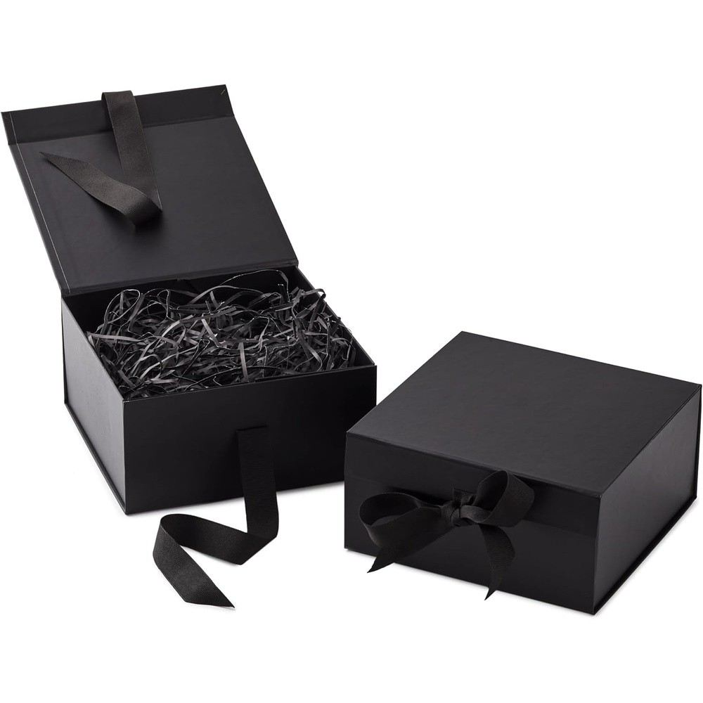 image:imageHallmark Medium Gift Boxes with Bow and Shredded Paper Fill Pack of 2 Antique White 8 inch Box for Weddings Bridal Showers Graduations Birthdays Bridesmaids Gifts All OccasionBlack