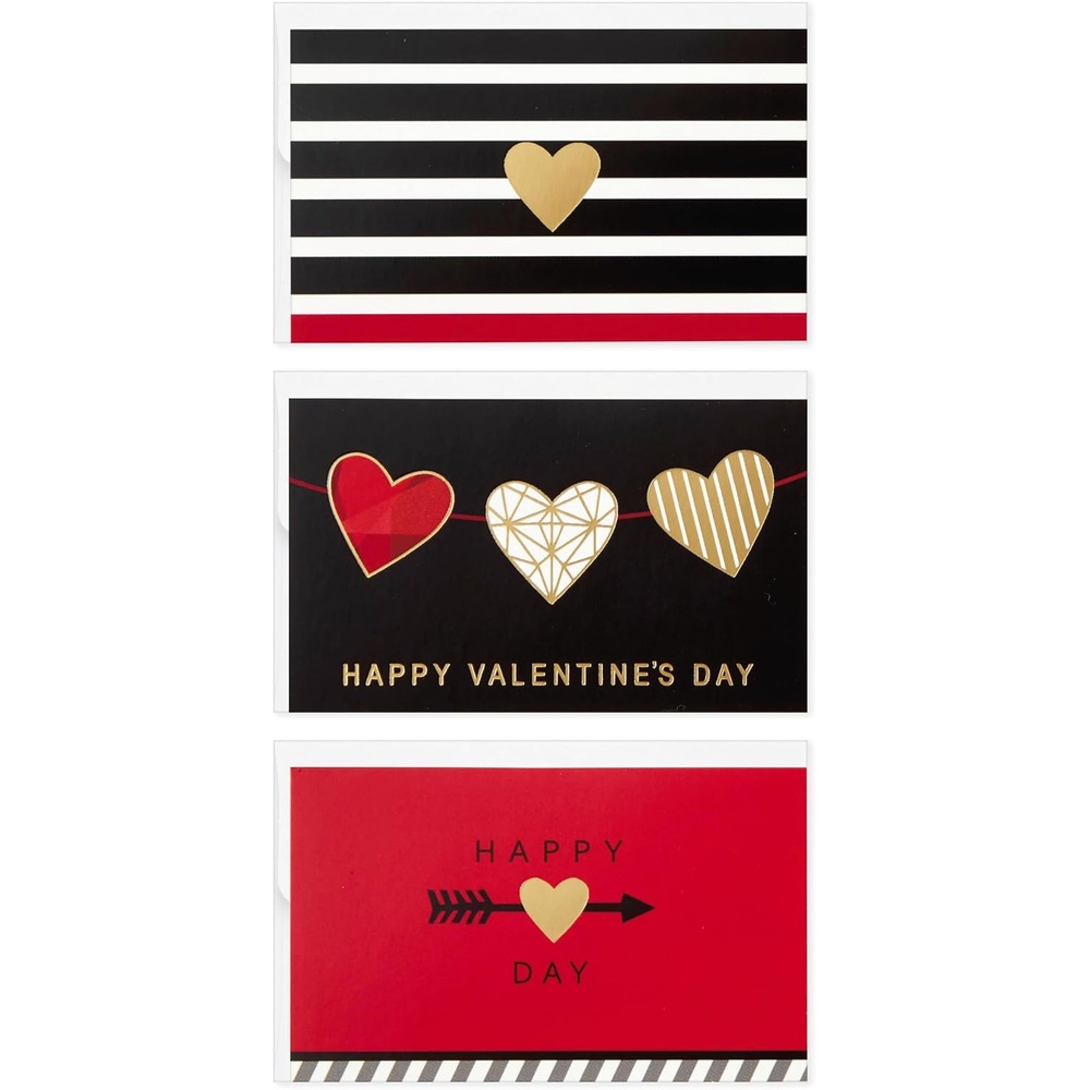 image:imageHallmark Mini Valentines Day Cards Assortment 18 Cards with Envelopes Foil Hearts Galentines Day Cards PackFoil Hearts Folded Mini Valentines