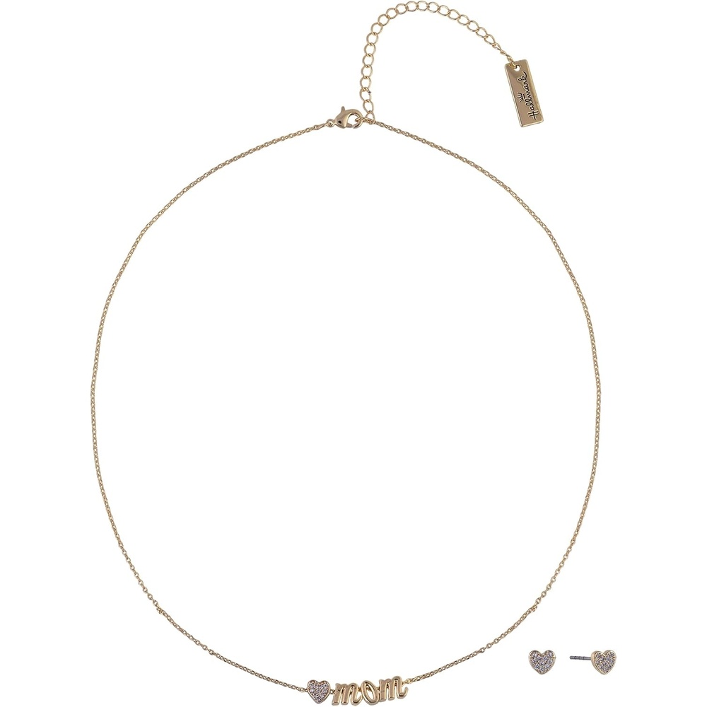 image:imageHallmark Mothers Day Silver Tone Mom and Heart Pendant Necklace and Earring Set