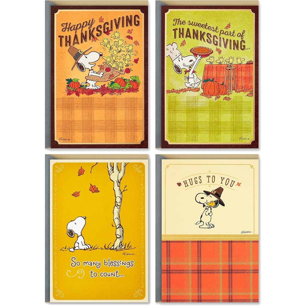 image:imageHallmark Pack of Peanuts Thanksgiving Cards Snoopy and Woodstock 10 Cards with EnvelopesSnoopy Assortment  4 Thanksgiving Cards