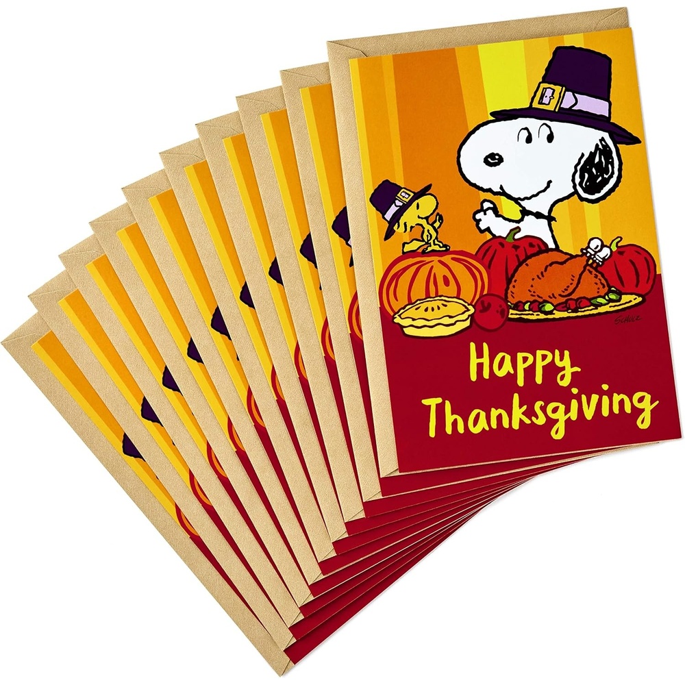 image:imageHallmark Pack of Peanuts Thanksgiving Cards Snoopy and Woodstock 10 Cards with EnvelopesSnoopy and Woodstock  10 Thanksgiving Cards