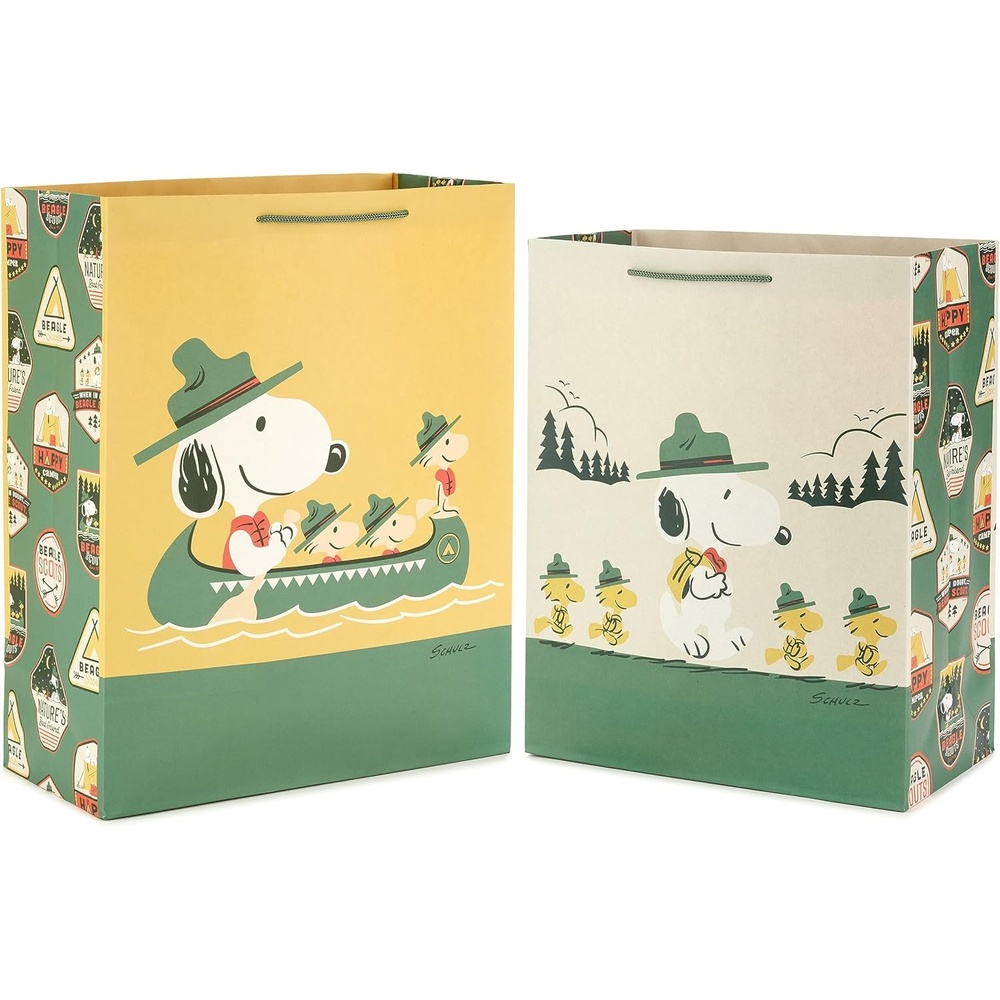 image:imageHallmark Peanuts 13 Large Gift Bag with Tissue Paper Rainbow Snoopy Charlie Brown Linus Lucy for Birthdays Christmas FansSnoopy and Woodstock