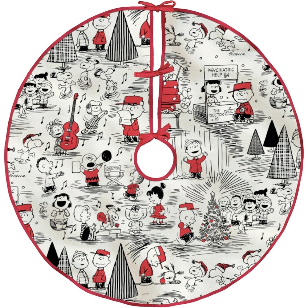 image:imageHallmark Peanuts 48 Christmas Tree Skirt Fabric Gifts for Peanuts Fans