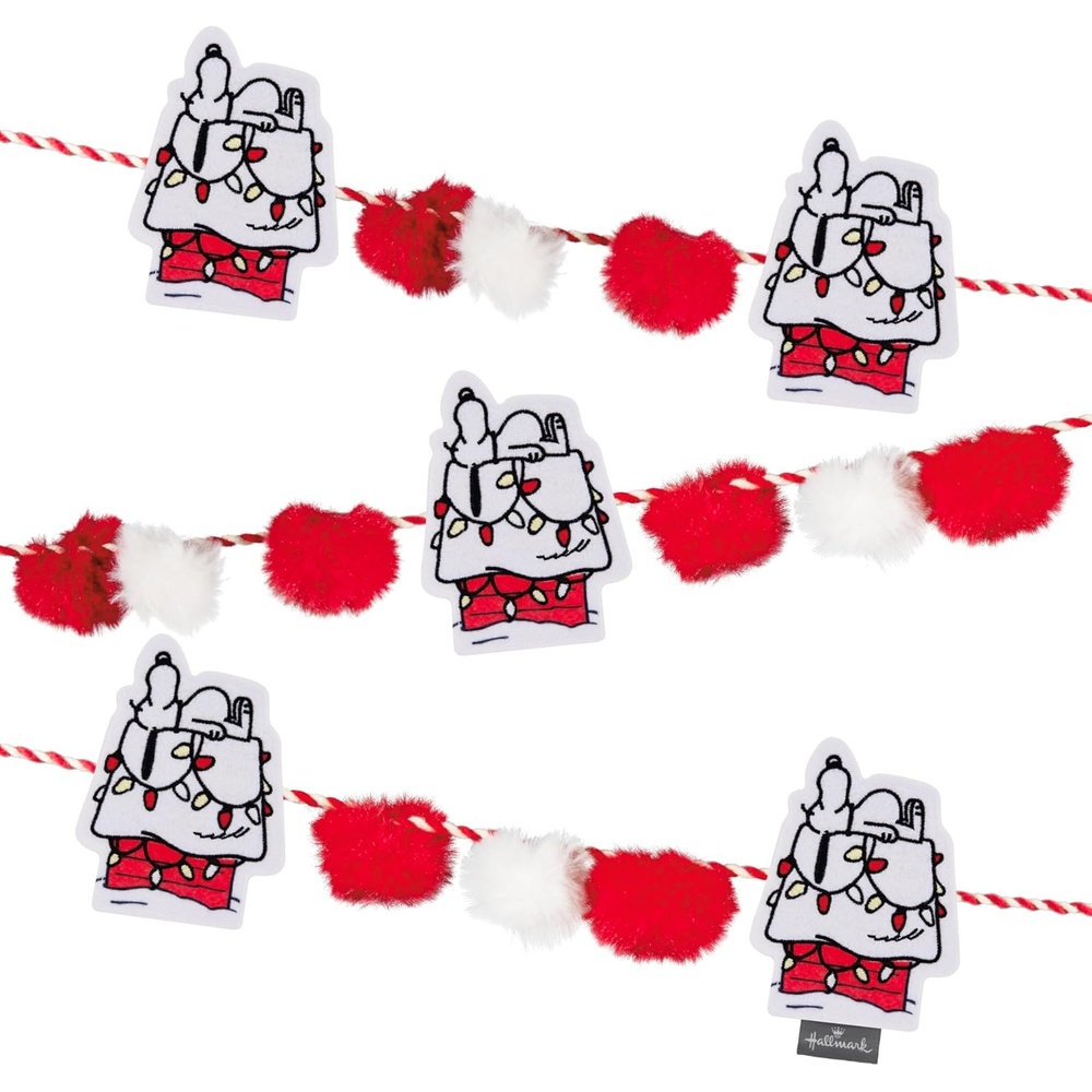 image:imageHallmark Peanuts Snoopy Doghouse 72 Christmas Garland Fabric Gifts for Peanuts Fans