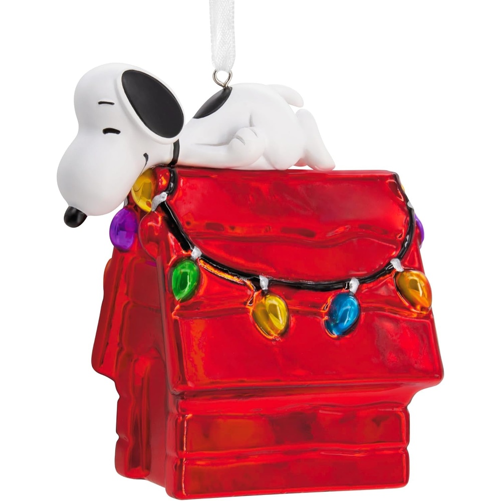 image:imageHallmark Peanuts Snoopy on Holiday Doghouse Christmas Ornament Blown GlassSnoopy  Doghouse