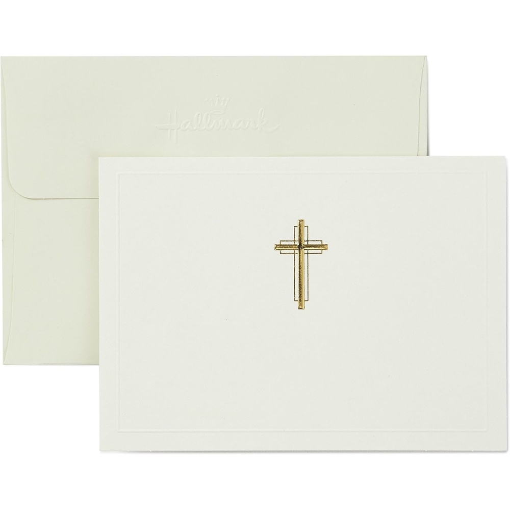 image:imageHallmark Religious Blank Cards Gold Cross 20 Cards with Envelopes
