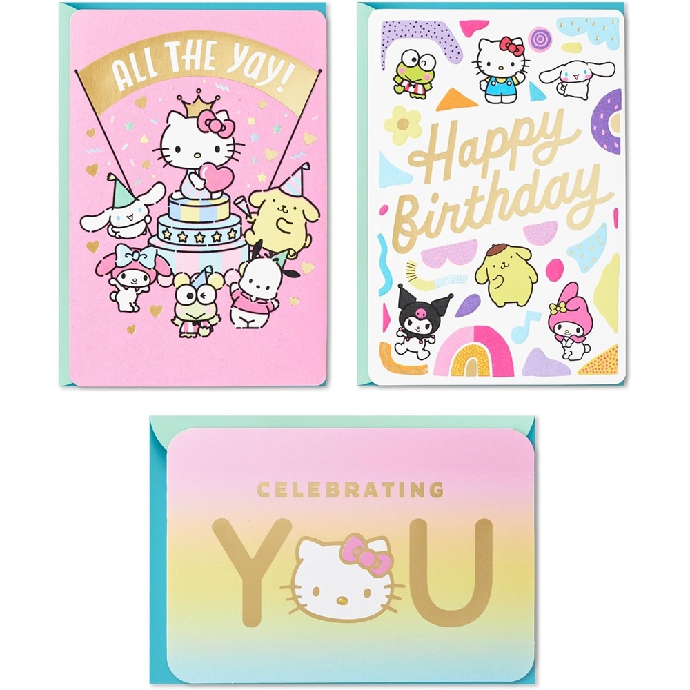 image:imageHallmark Sanrio Hello Kitty Cute Birthday Cards 3 Cards with Envelopes