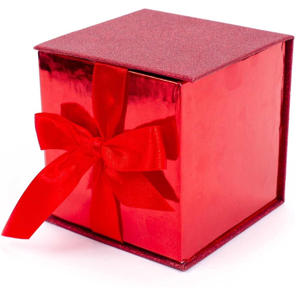 image:imageHallmark Small Gift Box with Bow and Shredded Paper Fill Red Signature 4 inch Gift Box with Glitter for Birthdays Graduations Anniversaries Christmas Valentines Day All OccasionRed Glitter