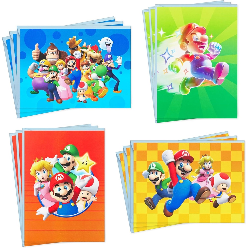 image:imageHallmark Super Mario Bros Valentines Day Cards and Mailbox for Kids School Classroom Exchange 1 Box 32 Valentine Cards 35 Stickers 1 Teacher CardSuper Mario Note Assortment