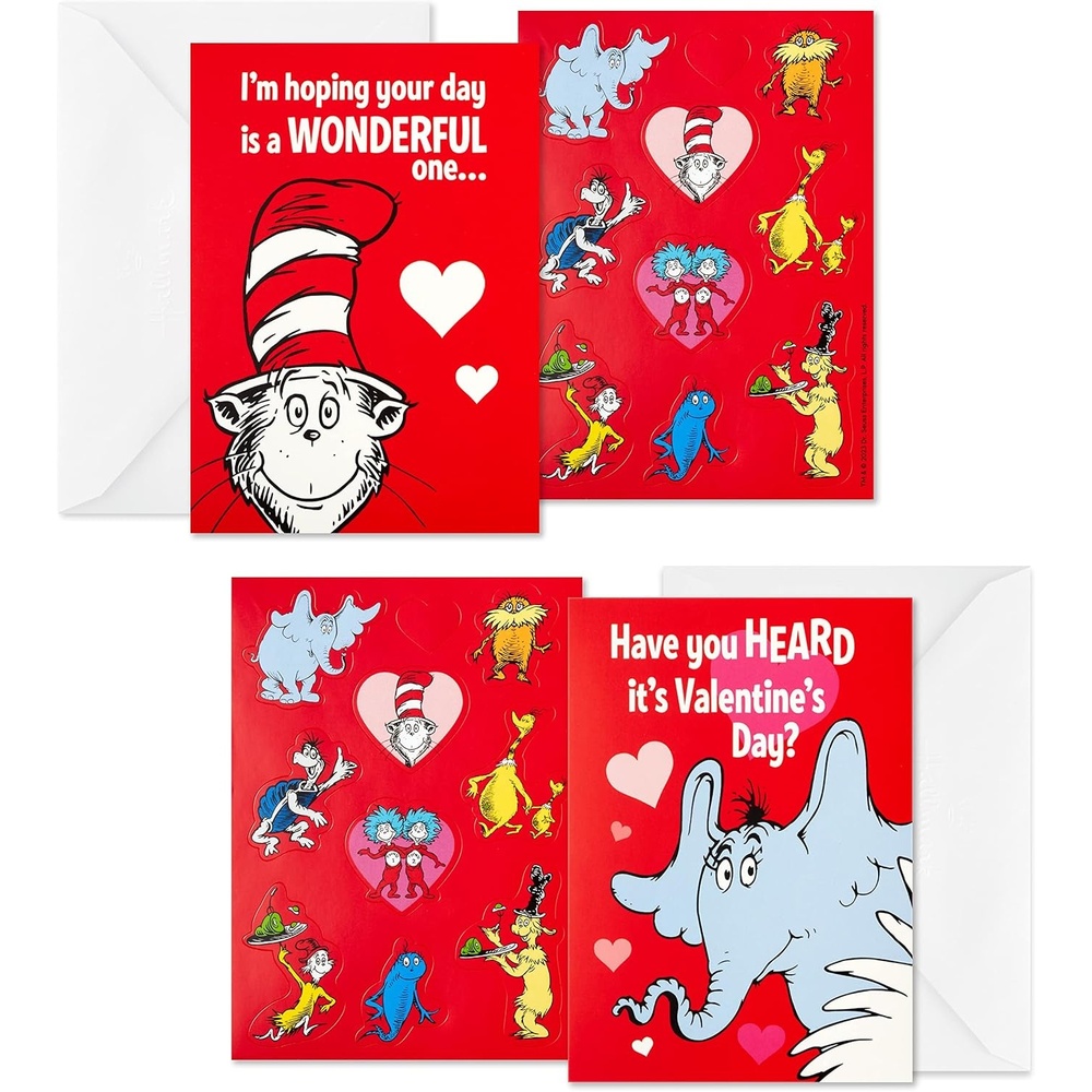 image:imageHallmark Valentines Day Cards and Stickers for Kids School Puppies and Kittens 24 Classroom Valentines with EnvelopesDr Seuss Valentines with Stickers