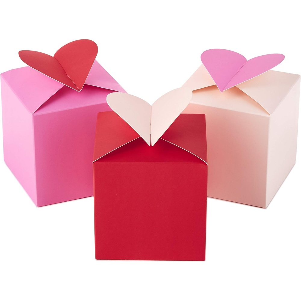 image:imageHallmark Vertical Treat Boxes with Ribbon 3 Boxes Pink Red Blue for Valentines Day Birthdays Baby Showers Mothers DayPink  Red