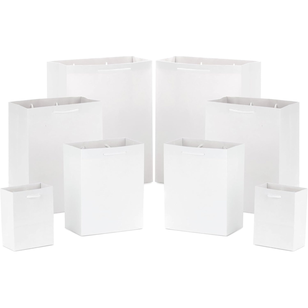 image:imageHallmark White Gift Bags in Assorted Sizes 8 Bags 2 Small 5 2 Medium 8 2 Large 11 2 Extra Large 14 for Christmas Weddings Bridal Showers Birthdays GraduationsWhite