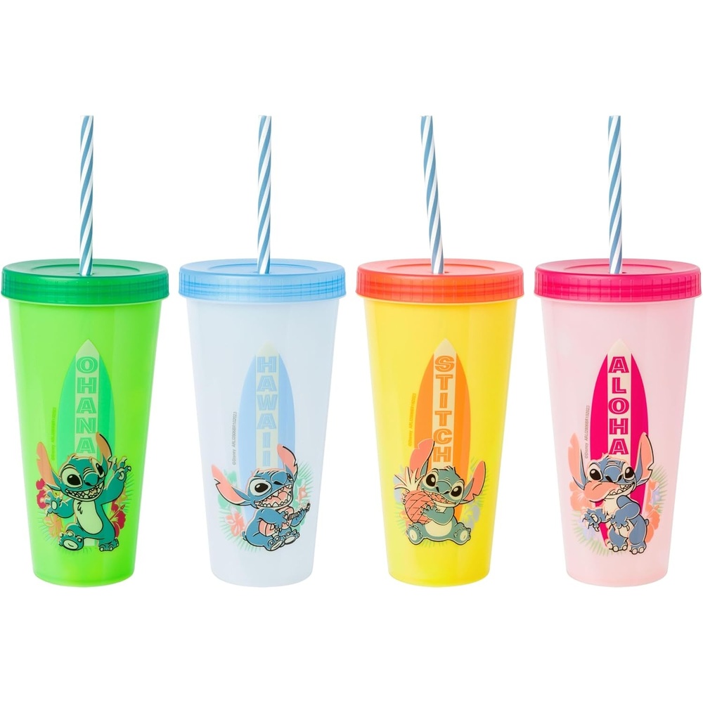 image:imageSilver Buffalo Rainbow Brite 4 pack Color Change Plastic Tumbler Set Featuring Rainbow Brite Patty OGreen La La Orange and Shy Violet 24 OuncesLilo and Stitch Surfboard