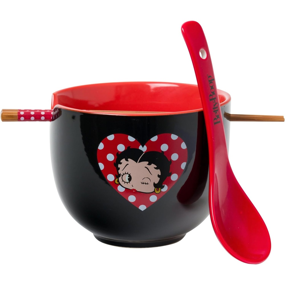 image:imageSilver Buffalo Rainbow Brite and Twink Ceramic Ramen Bowl with Chopsticks and Spoon 20 OuncesBetty Boop Wink Spoon