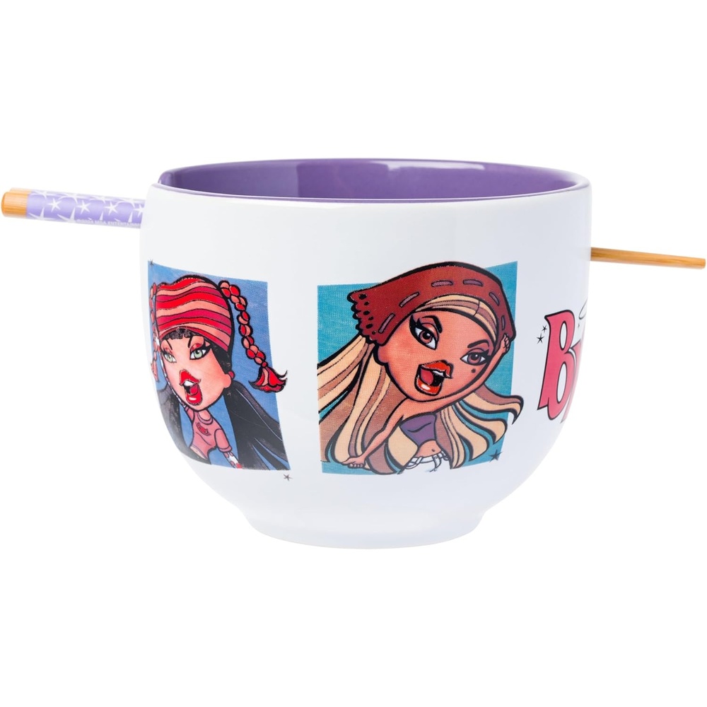 image:imageSilver Buffalo Rainbow Brite and Twink Ceramic Ramen Bowl with Chopsticks and Spoon 20 OuncesBratz