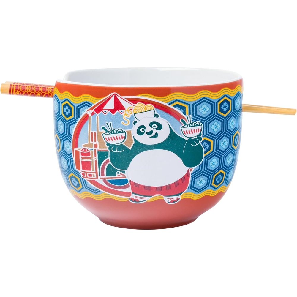 image:imageSilver Buffalo Rainbow Brite and Twink Ceramic Ramen Bowl with Chopsticks and Spoon 20 OuncesKung Fu Panda Po Holding Noodles