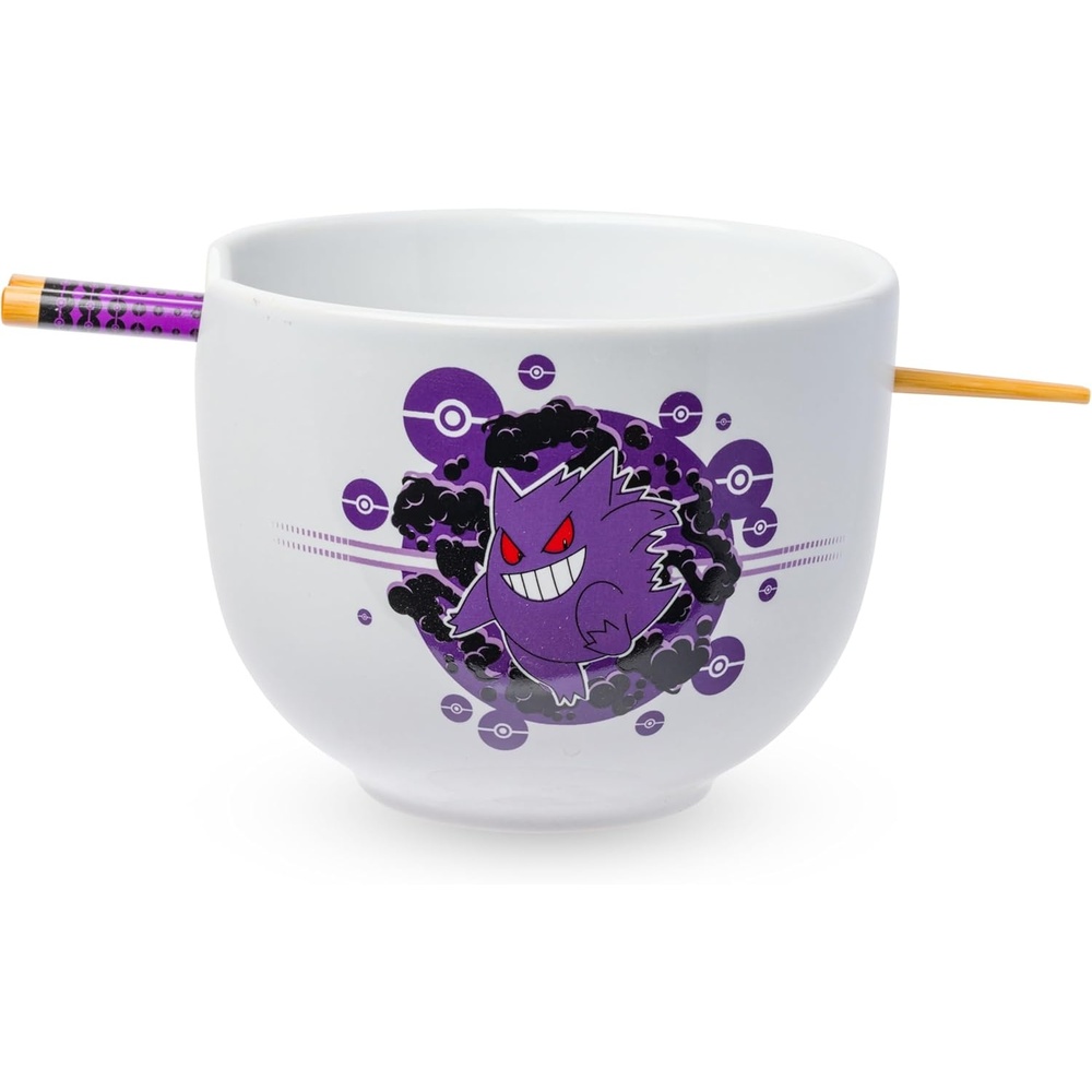 image:imageSilver Buffalo Rainbow Brite and Twink Ceramic Ramen Bowl with Chopsticks and Spoon 20 OuncesPokemon Gengar