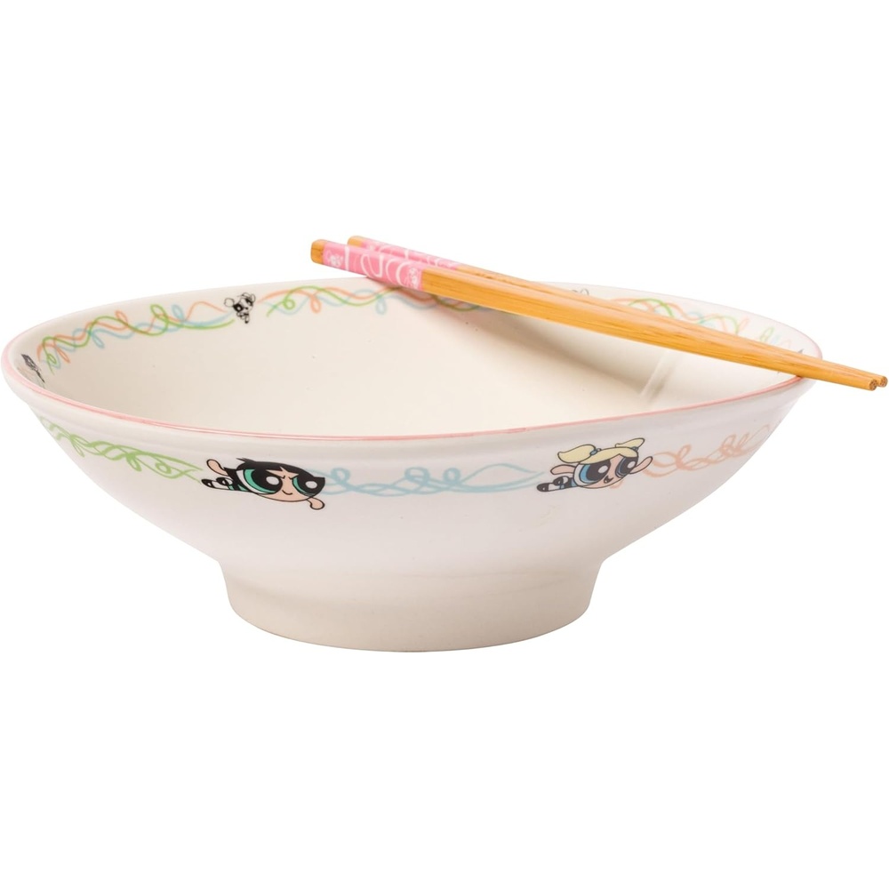 image:imageSilver Buffalo Rainbow Brite and Twink Ceramic Ramen Bowl with Chopsticks and Spoon 20 OuncesPowerpuff Girls Big