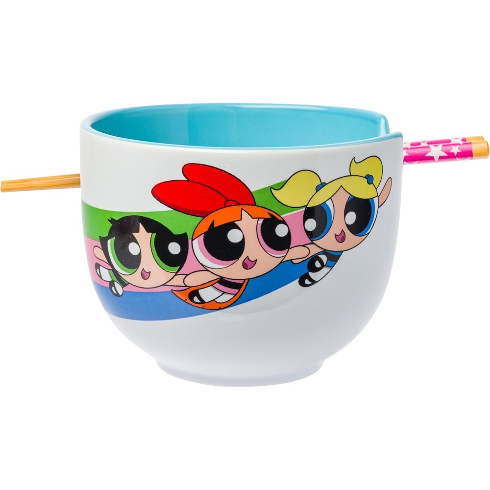 image:imageSilver Buffalo Rainbow Brite and Twink Ceramic Ramen Bowl with Chopsticks and Spoon 20 OuncesPowerpuff Girls Girl Power