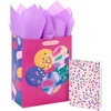 Pink  Yellow and Blue Confetti Balloons