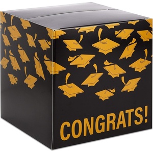 Hallmark 10″ Elegant Card Receiving Box (Pearl and Gold Dots) for Weddings, Graduations, Retirements, Birthdays, Open Houses, Anniversaries(Gold  Black)