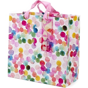 Hallmark 10″ Large Square Gift Bag (Watercolor Dots, Just for You) for Birthdays, Mothers Day, Easter, Graduations, Retirements and More(Watercolor Dots)