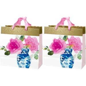 Hallmark 10″ Large Square Gift Bag (Watercolor Flower and Vase) for Valentine’s Day, Birthdays, Mothers Day, Anniversary, Bridal Showers and More(1 Count (Pack of 2))