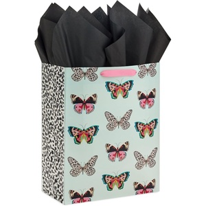 Hallmark 13″ Large Gift Bag with Tissue Paper (Butterflies, Mint Green, Pink, Black) for Easter, Mother’s Day, Bridal Showers, Baby Showers, Birthdays(135)
