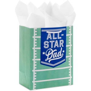 Hallmark 13″ Large Gift Bag with Tissue Paper (Red Foil Dots) for Christmas, Father’s Day, Birthdays, Graduations, Valentines Day, Sweetest Day or Any Occasion(All-Star Dad)