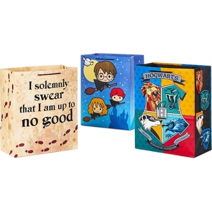 Hallmark 13″ Large Harry Potter Gift Bag Bundle (3 Bags: Hogwarts Crest, Marauder’s Map, Harry, Ron & Hermione) for Birthdays, Kids Parties, Christmas(Gift Bags)