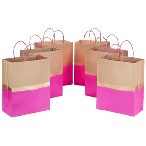 Hallmark 13″ Large Paper Gift Bags, 6-Pack (Pink & Kraft) for Christmas, Birthdays, Mother’s Day, Weddings, Baby Showers, Bridal Showers, Any Occasion(Pink)