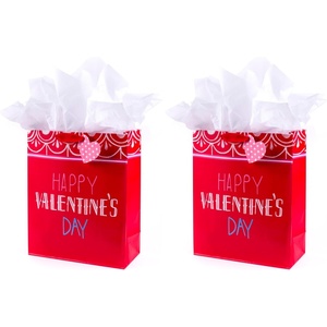Hallmark 15″ Extra Large Gift Bag with Tissue Paper (Happy Valentine’s Day)(4 sheet (Pack of 2))