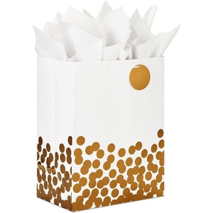 Hallmark 17″ Extra Large Gift Bag with Tissue Paper (White with Gold Polka Dots) for Valentine’s Day, Weddings, Engagements, Bridal Showers, Graduations, Retirements, Birthdays(X-Large (Pack of 1))