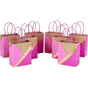 Hallmark 6″ Small Paper Gift Bags, 8-Pack (Pink and Kraft) for Christmas, Birthdays, Mother’s Day, Weddings, Baby Showers, Bridal Showers, Care Packages and More(Pink  Gold)
