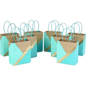 Hallmark 6″ Small Paper Gift Bags, 8-Pack (Pink and Kraft) for Christmas, Birthdays, Mother’s Day, Weddings, Baby Showers, Bridal Showers, Care Packages and More(Teal  Gold)