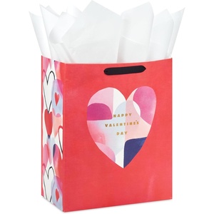 Hallmark 8″ Medium Valentine’s Day Gift Boxes (Pack of 2: Red with Black and Gold Wrap Band) for Jewelry, Wrapped Candy, Small Toys, Gift Cards(Red with Watercolor Heart)