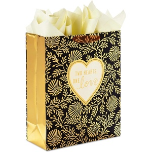 Hallmark 9″ Medium Gift Bag with Tissue Paper (Love Pink and Gold Heart) for Valentine’s Day, Weddings, Engagements, Bridal Showers(Two Hearts  One Love)